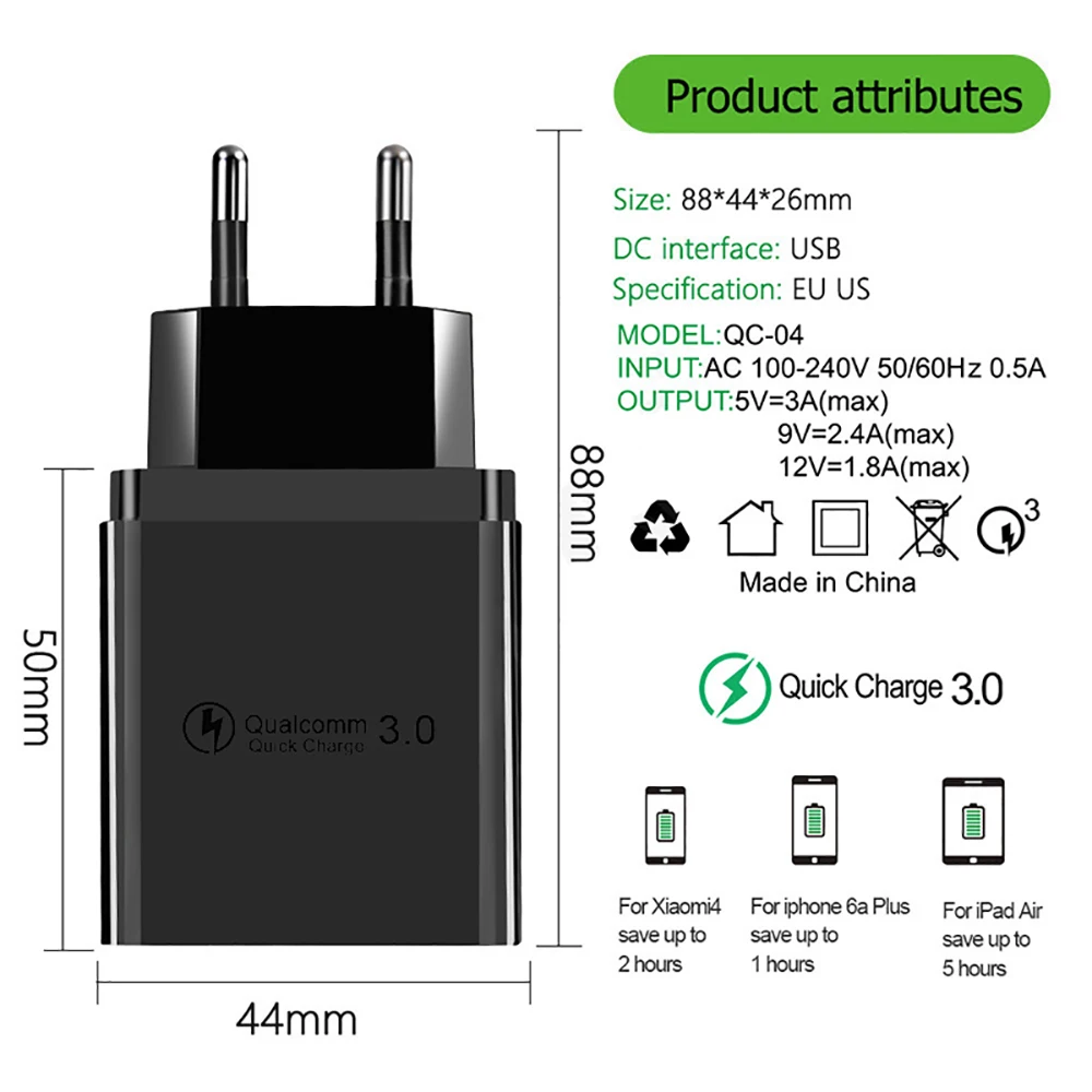 Устройство зарядное сетевое с 4 USB-портами и поддержкой быстрой зарядки 48 Вт |