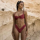 Купальник-бикини пуш-ап женский однотонный с завышенной талией