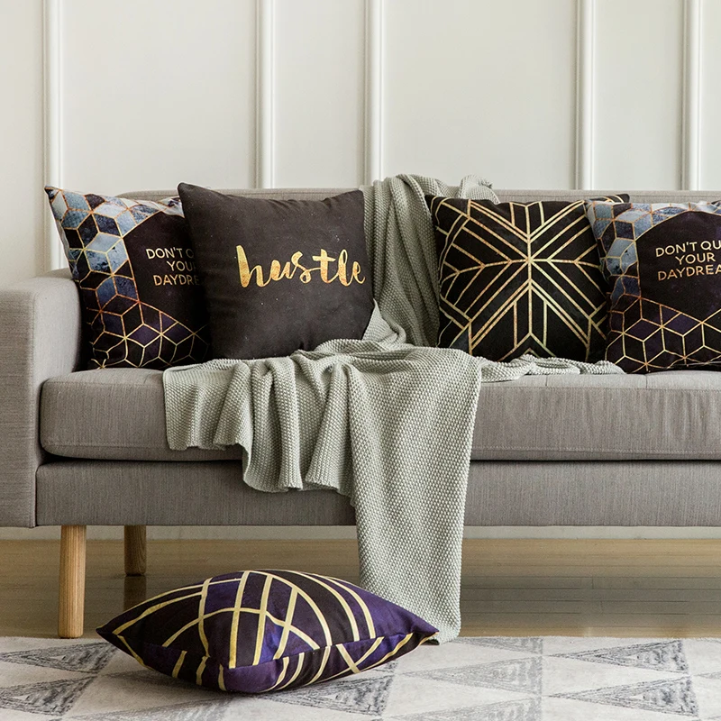 1 шт. простая наволочка для дивана модная мягкая бархатная с геометрическим