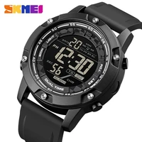 skmei strong waterproof 100m sport digital army mens watch silicone strap stopwatch led electronic wrist watch male black
