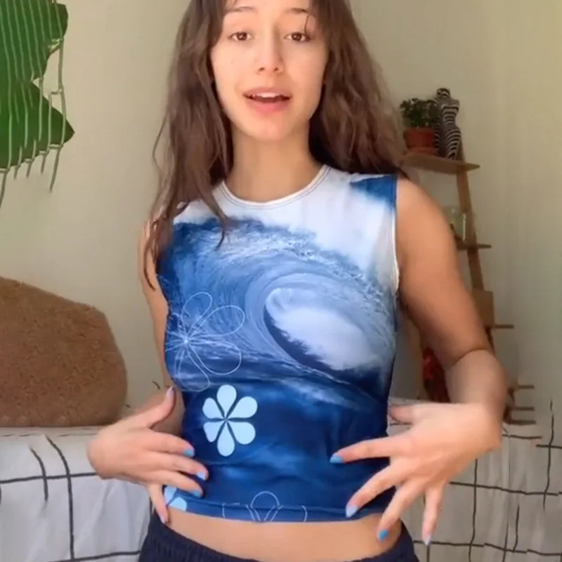 

2021 Paisley Corset Top Summer Slim Sleeveless O Neck Tank Tops Women Streetwear Beach Foral Print Camis