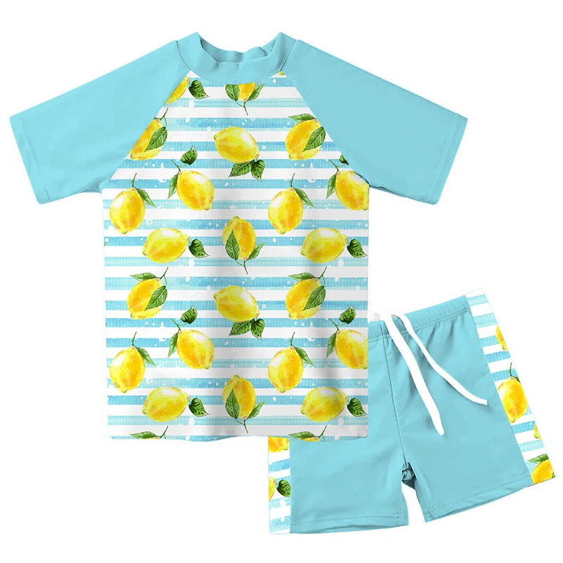1-8 Years Girls Two Pieces Swimsuit for Children Kids Short Sleeve Summer Swimwear Baby Beachwear 5 Models Child Bathing Suit