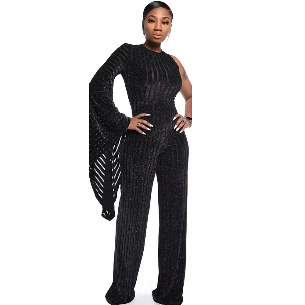 Женский вечерний комбинезон на одно плечо дизайнерский подиумный свободный