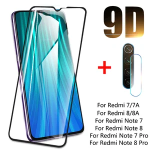 Защитное стекло 9D для экрана и объектива камеры Xiaomi Redmi 7, 7A, 8, 8A, Note 87 Pro, 8T