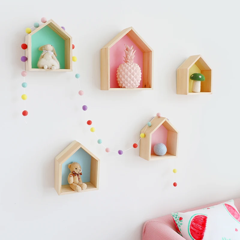 

Nordic Style Wooden Snow Mountain Storage Rack Triangle House Rack Children's Room Home Decoration Clapboard Shelves Wall Craft