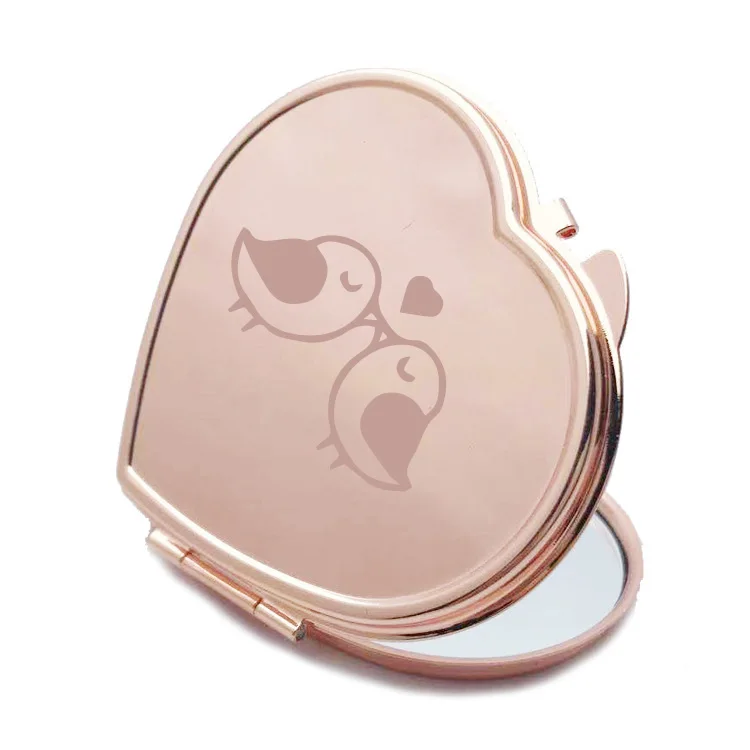 Креативное портативное простое зеркало в форме сердца складное металлическое