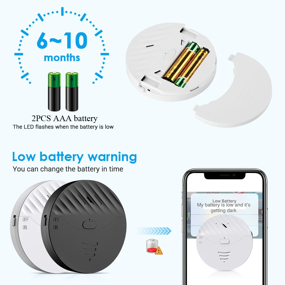 Elecpow Tuya Smart WiFi Дверь тревоги и окна Датчик Vibration Security Alert Работает с Alexa Google Life |