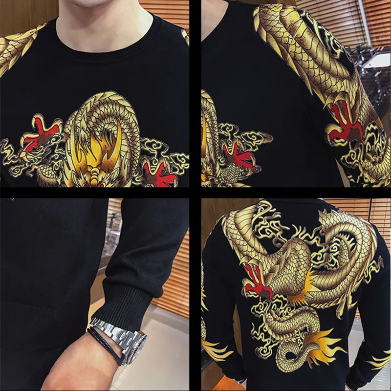 

2021 men's fashion high-quality brand printing round neck long-sleeved sweater men casual knitted pullover bottoming sweaters
