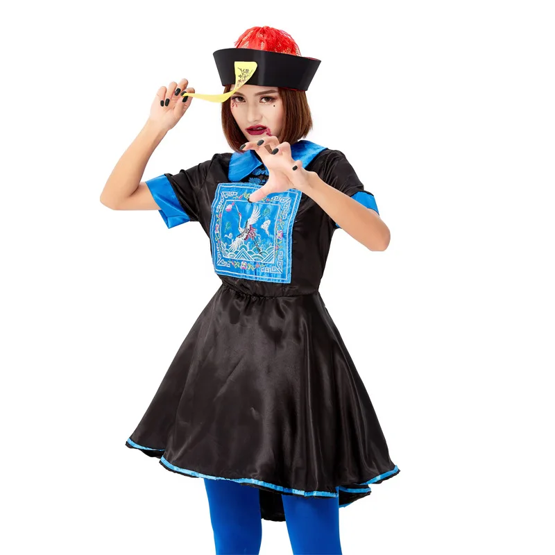 Женский костюм зомби на Хэллоуин страшная дьявольская ведьма черный дьявол