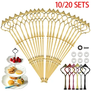 2 Tier Hardware 3 Tier Crown Metal Cake Plate Stand Fitting Party Tray Cake Food Dessert Rack Holder for Kitchen Home No Plate
