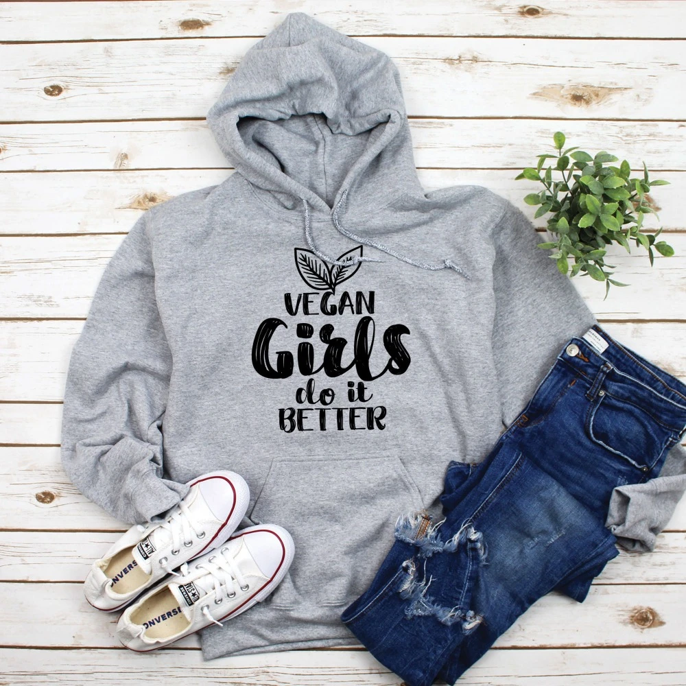 

Vegan Girls Hoodie women fashion graphic funny slogan casual party hipster young street style pullovers quote vintage top- L326