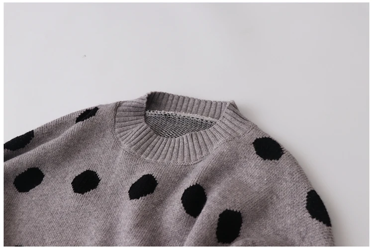 2019 autumn and winter new retro gray wave point temperament sweater female loose pullover | Женская одежда