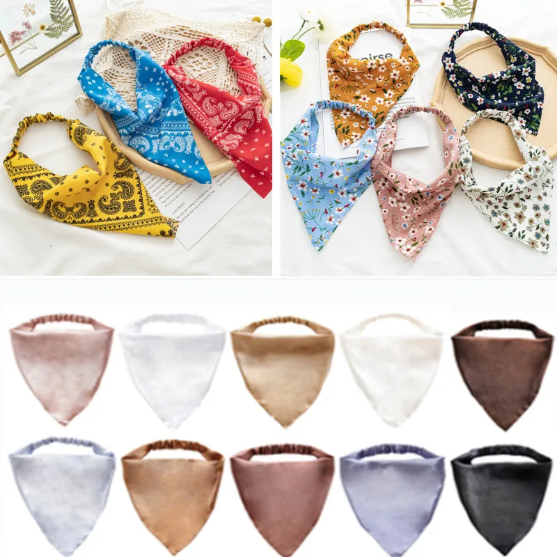 

3Type Bohemia Women Bandana Hair Band Solid color Scarf Print Bandanas Headwear Wrist Wrap Hair Scarf for Gifts Hair Accessories