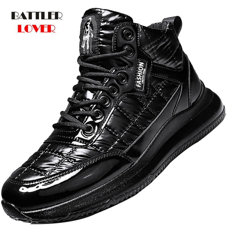 

Down Coat Leather Casual Shoes For Men 2021 Waterproof Platform Keep Warm Winter Shoes Male High Top Running Footwear Hombres