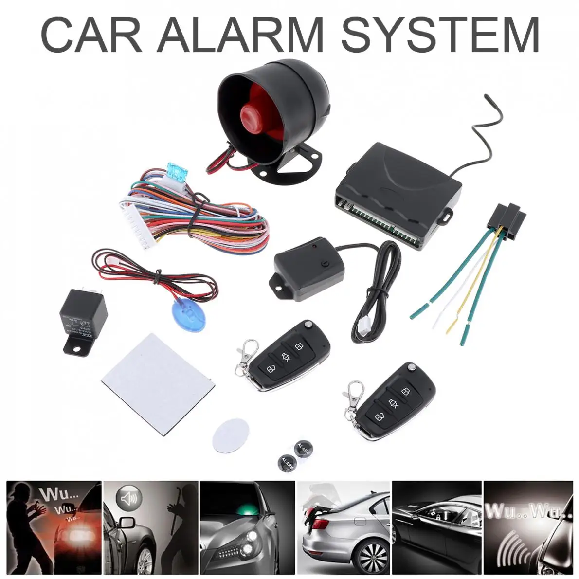 

Universal 12V Auto Car Alarm Security System Keyless Entry Central Door Locking System with Remote Control Siren Sensor