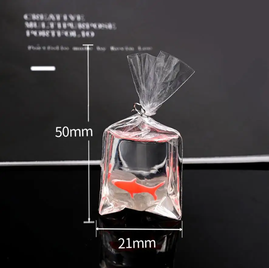 Kawaii/оптовая продажа прозрачной смолы подвески Золотая рыбка рыбы в воде сумка