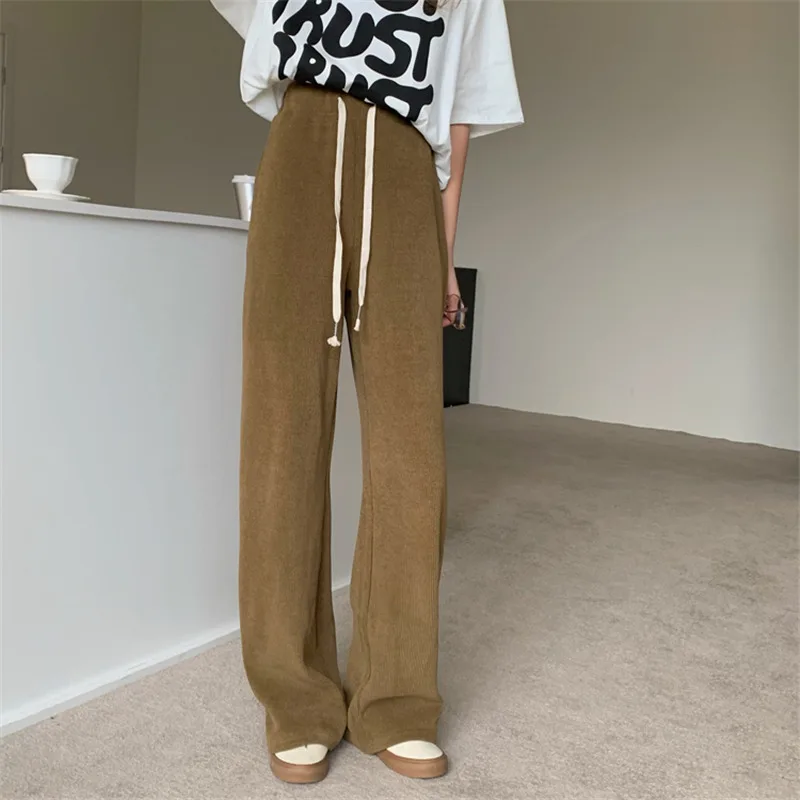 

Брюки Limiguyue женские шерстяные, повседневные свободные шаровары с завышенной талией, однотонные штаны в уличном стиле, черные коричневые, K3389...