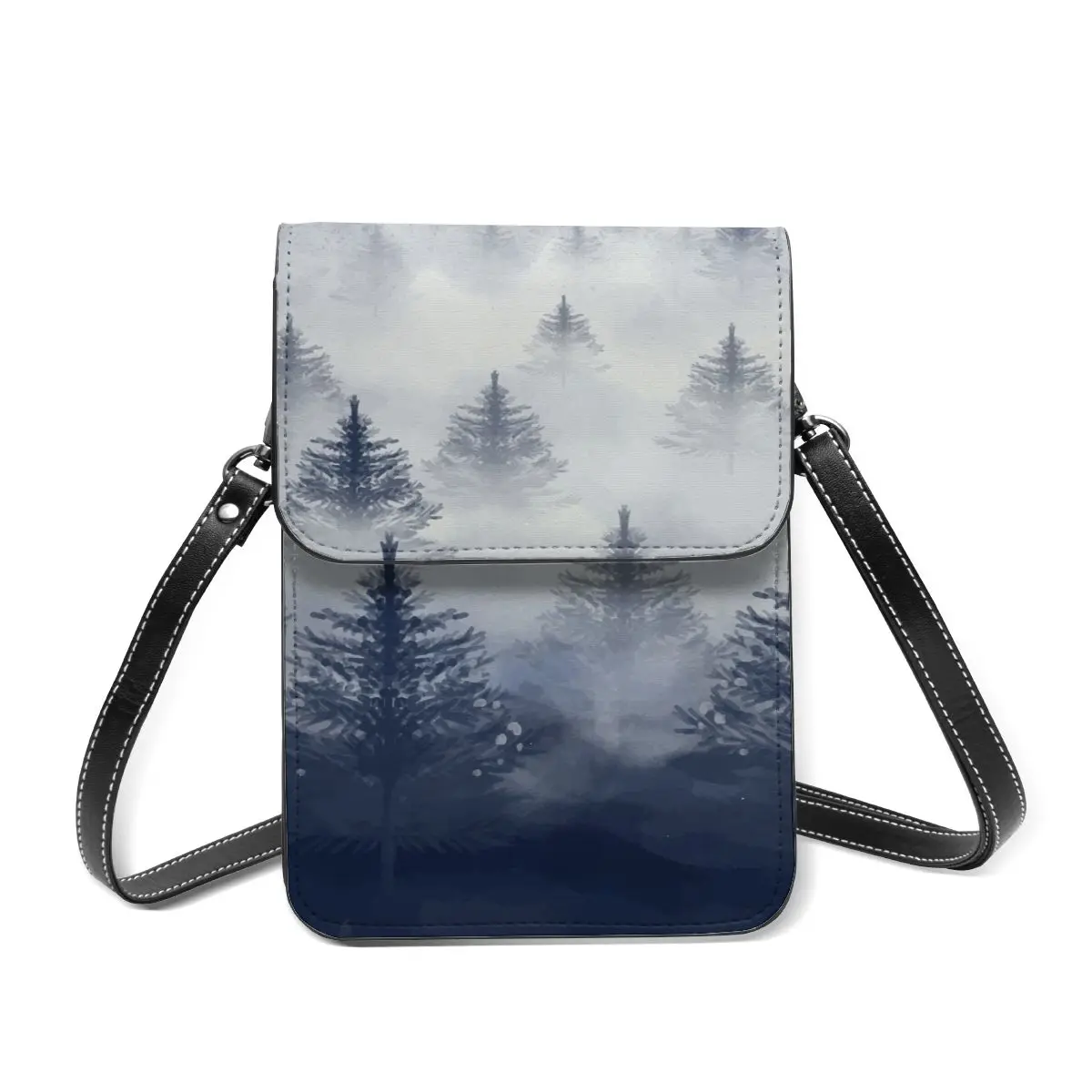 

New 2021 Women Messenger Shoulder Straps Bag Watercolor Forest Frog Card Holders Cell phone Pocket Handbag Ladies Phone Purse