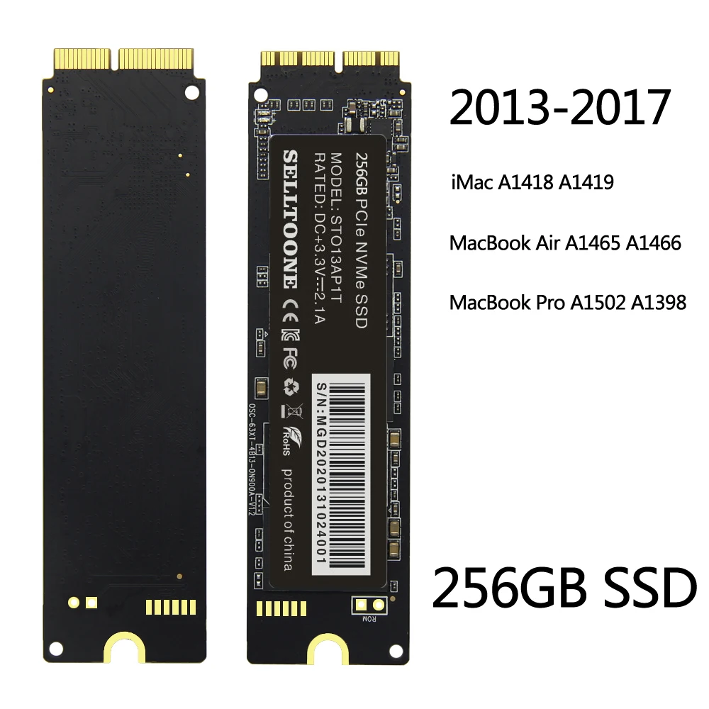 SELLTOONE 256 ГБ SSD твердотельный диск для Macbook Air A1465 A1466 (2013-2017) MacBook Pro A1502 A1398 (2013-2015) Mac HD |