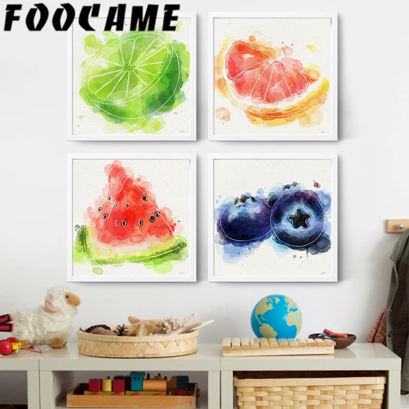 Еда плакат лимон арбуз Черника Фрукты холст картина печать стены искусства Кухня