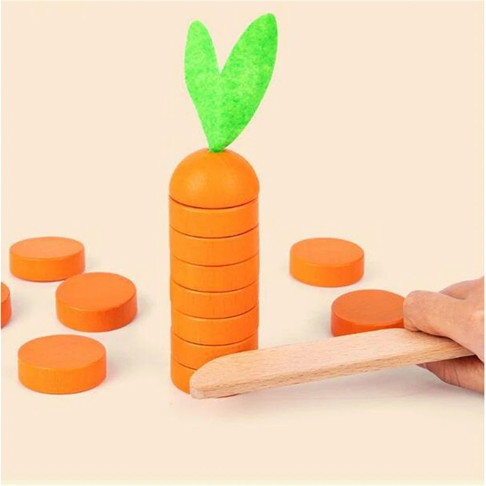 

Имитация деревянной моркови Монтессори для раннего развития, Детские упражнения, координация рук и глаз, головоломки, игрушки для вырезани...