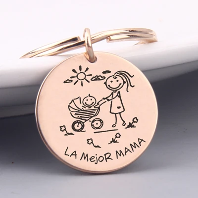 rose gold Испанский круглый брелок с надписью «LA Mejor MAMA'' брелок подарки для мамы шикарная Ювелирная ключница аксессуар на День Матери - Цвет: rose gold
