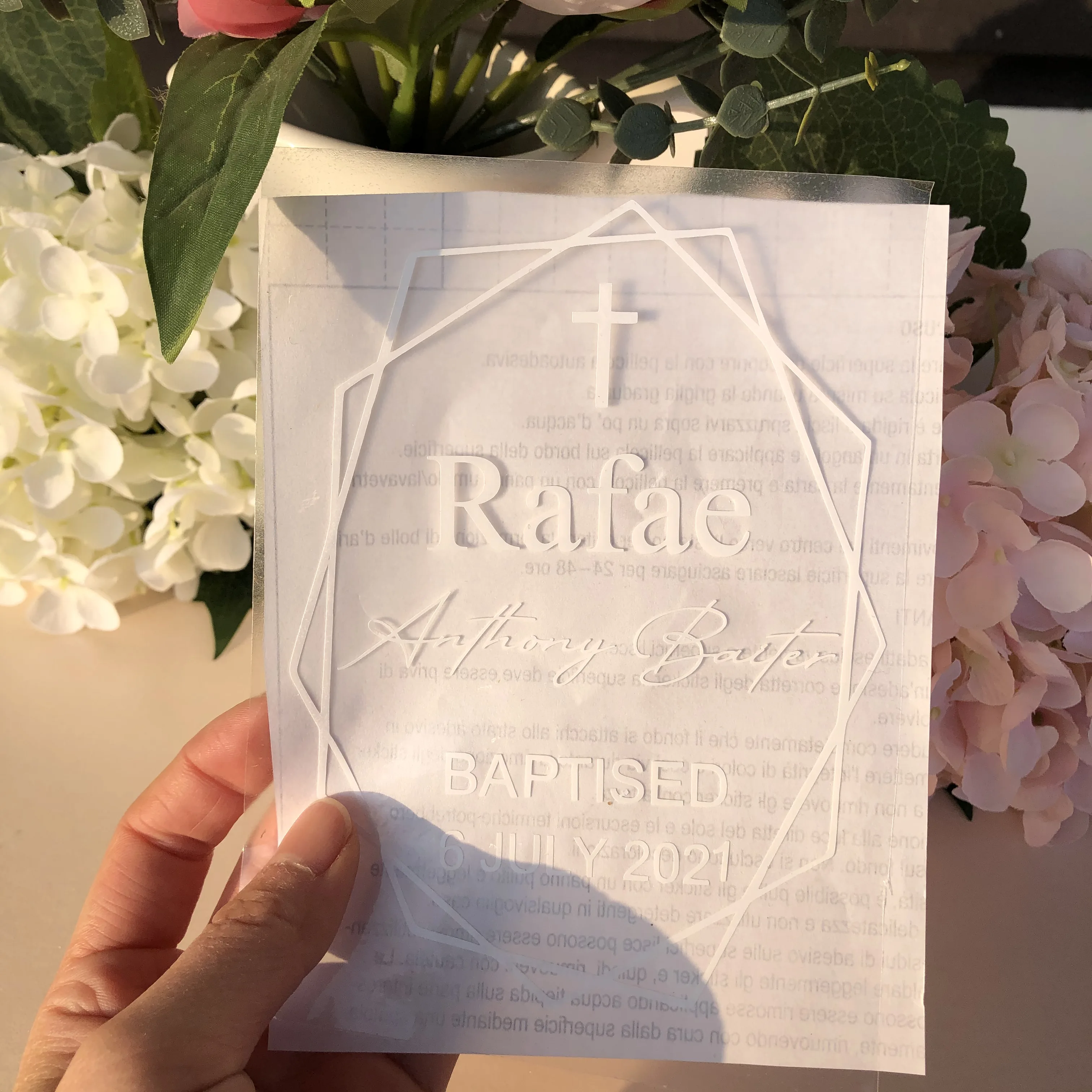 1 Пользовательские свечи для крещения стеклянные виниловые наклейки