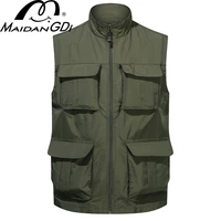 maidangdi mens vest jacket 2021 stand collar climbing hiking work sleeveless with many pocket tops multi tool high capacity 7xl