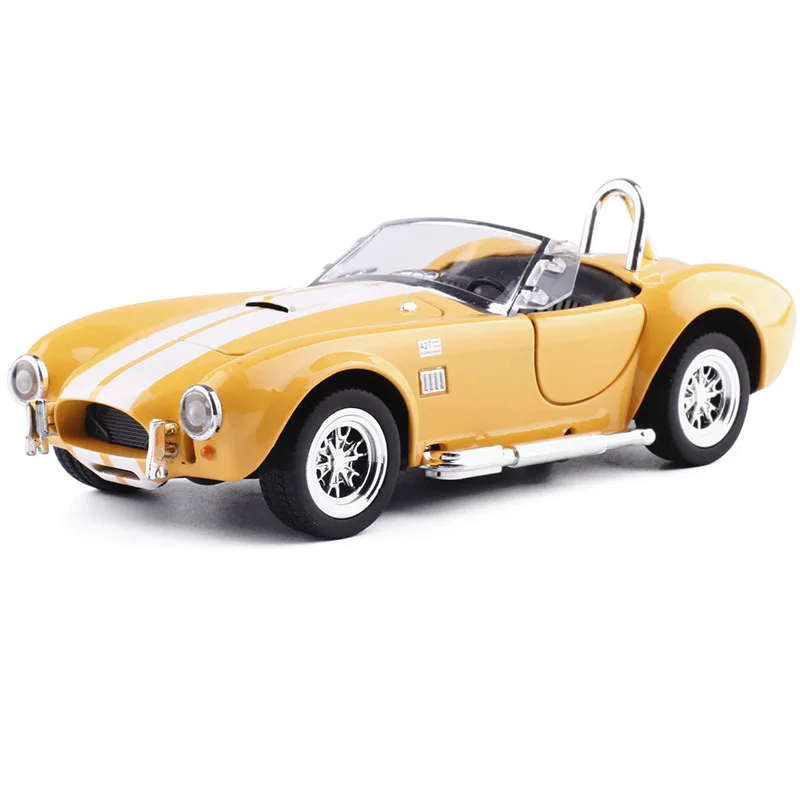 Цвет: желтый 1:32 Ford Cobra 427 модель сплава, имитирующий звук и свет оттяните назад литье в кузове «Кабриолет» - Цвет: Цвет: желтый