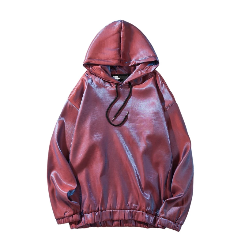 

Men Streetwear Hip Hop Autumn Loose Casual Bright Shining Hooded Sweatshirt Male Women Punk Stage Pullover Hoodie Outerwear
