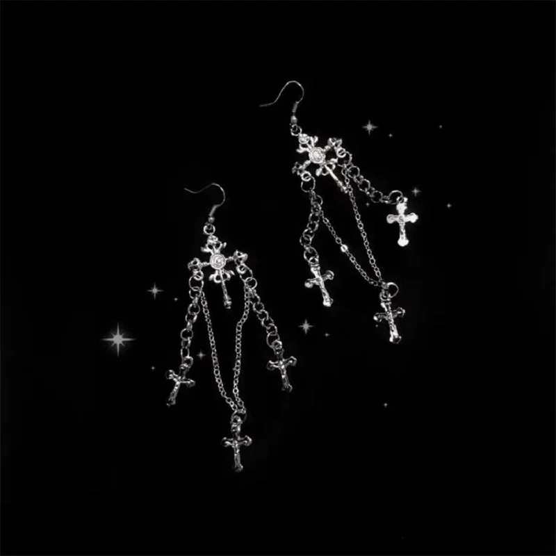 KingDeng Кисточкой Длинные Серьги Крест Золотой Цепи Крюк Персонализированные