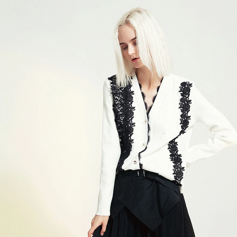 TWOTWINSTYLE Повседневный вязаный женский свитер с v-образным вырезом и длинным