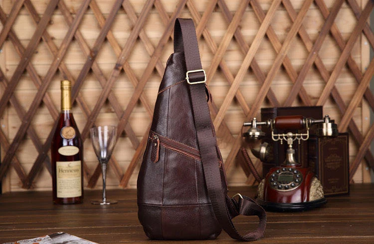 Брендовая винтажная кожаная нагрудная сумка для мужчин мессенджер через плечо