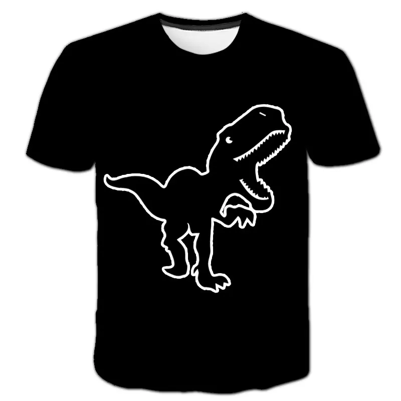 

2021 new 3D cartoon dinosaur boys and girls T-shirt children's top youth clothing summer children's short sleeve clothing