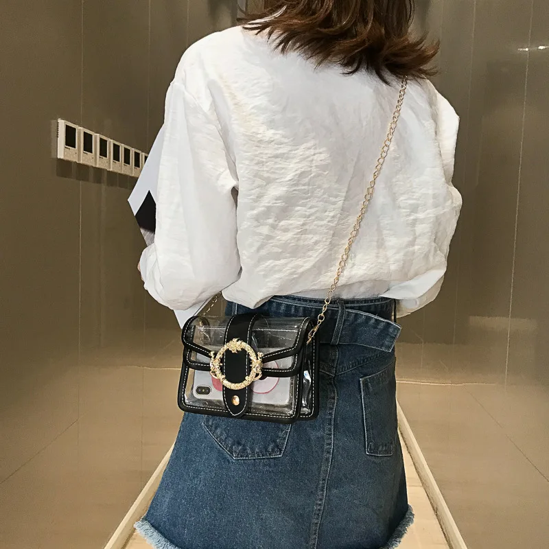 Мини-сумка женская летняя Прозрачная с цепочкой-клапаном 2020 |