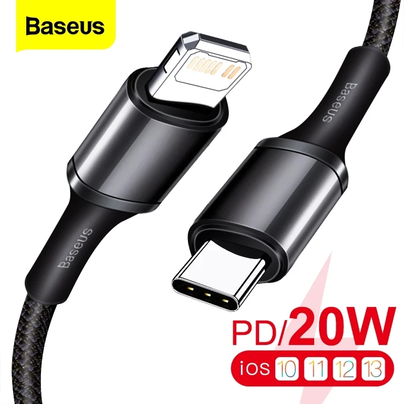 Baseus PD 20 Вт Кабель Type C для iPhone 12 11 Pro Xs Max кабель передачи данных Huawei Быстрая зарядка