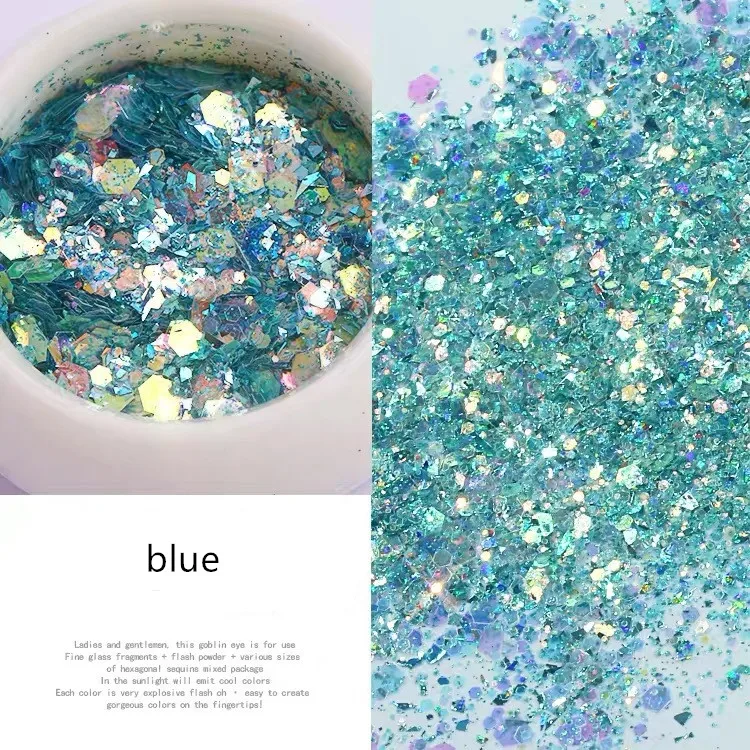 blue MAXIMA лазерные блестки для ногтей шестиугольные розовые светящиеся хлопья 3D украшение ногтей кончик градиент красочная пудра для ногтей - Цвет: blue