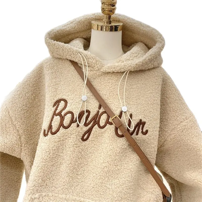 

2021 Loose Korean version hooded cashmere sweater women's base coat 2021 new autumn and winter cashmere thickened sweatershirts