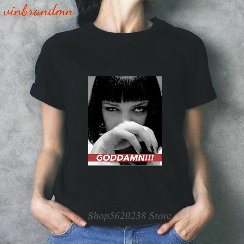 

Лидер продаж, женские футболки с коротким рукавом, женская футболка с изображением Квентина из фильма «Криминальное чтиво», простые Стильн...