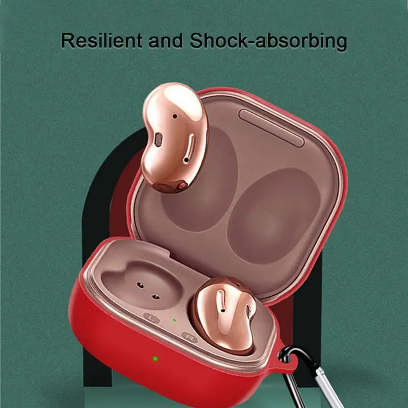 

Silicone Earphone Case for Samsung Galaxy Buds Live Wireless Headset Soft Protective Headphone Cover Shell with Carabiner