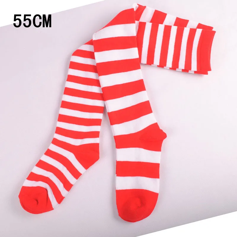Длинные хлопковые носки выше колен в красную полоску женский костюм