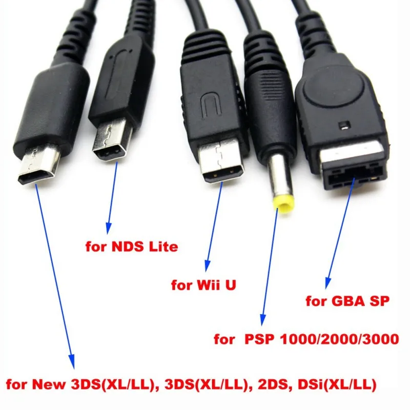 5 в 1 usb зарядный кабель зарядное устройство для nintendo GBA SP WII U 3DS NDSL XL DSI psp|Кабели| |