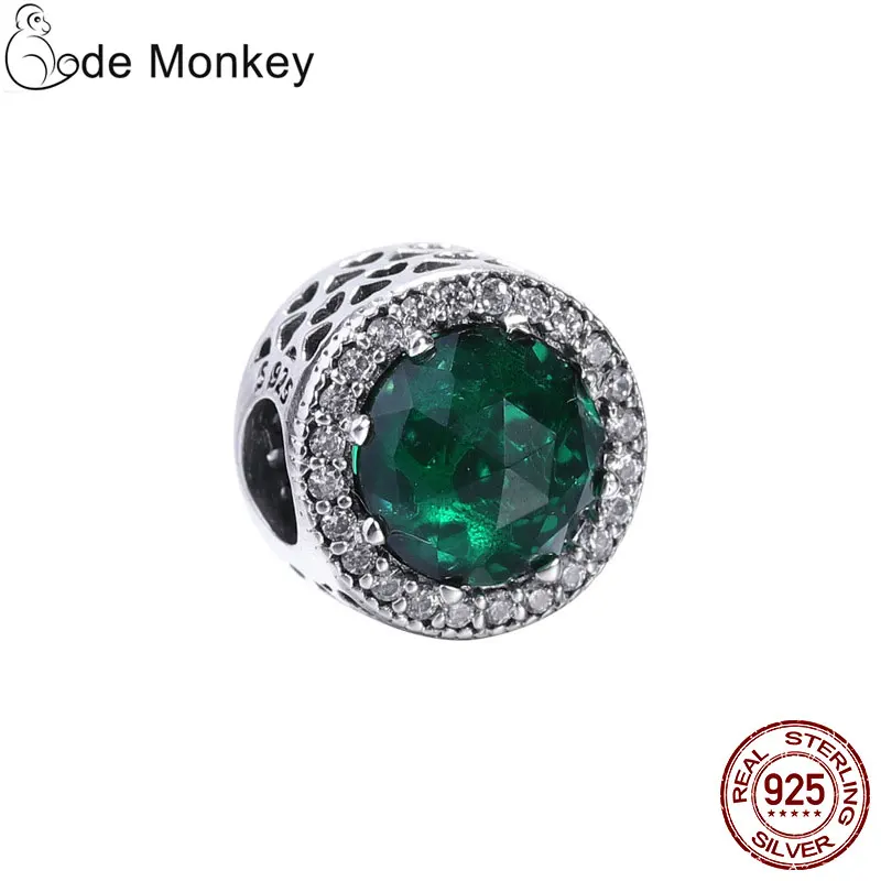 CodeMonkey,, настоящая 925 пробы, серебряные, Зеленые Бусины трава, талисманы, подходят к оригинальному браслету CodeMonkey, сделай сам, ювелирное изделие для женщин 1003