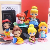disney 2021 new cute princess q posket princess action figures pvc model dolls decor birthday party kids toy girl gift