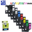 Кассета для этикеток KZE, разноцветная, 6 мм, 9 мм, 12 мм, 19 мм, 24 мм, совместимый с Dymo, D1Label, для Dymo label manager, LM 160, 280