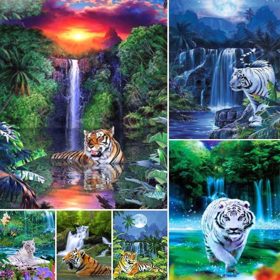 

5D алмазная живопись «сделай сам», животное, тигр стразы, Набор для вышивки крестиком, квадратная вышивка, мозаика, украшения, подарки