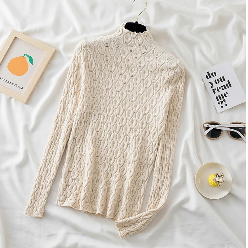 

2021 Cashmere Turtleneck Women Sweaters Autumn Winter Warm Pullover Slim Tops Knitted Sweater Jumper Soft Pull Female
