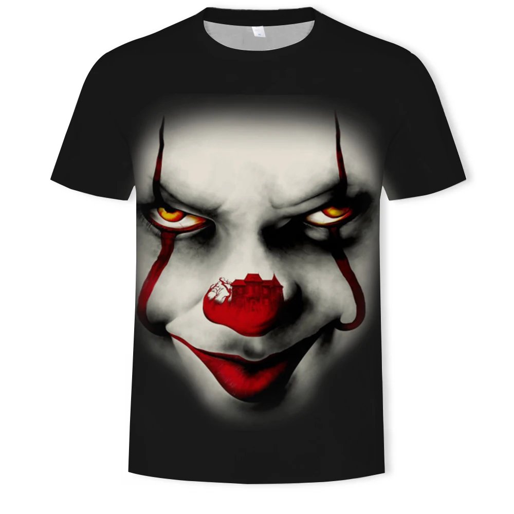 Летняя мужская и женская футболка с принтом клоуна из ужасов модная дышащая 3D