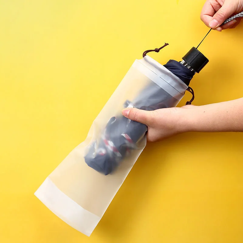 

5 PCS Matte Translucent Plastic Bag Umbrella Storage Bag Reusable Portable Umbrella Drawstring Storage Cover Home Storage