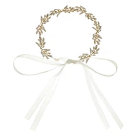 hair accessories handmade long headband rhinestone leaf rhinestone golden headband wedding headdress bride crystal